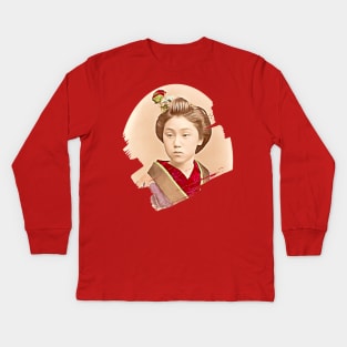 Japanese Girl - beautiful Maiko Kids Long Sleeve T-Shirt